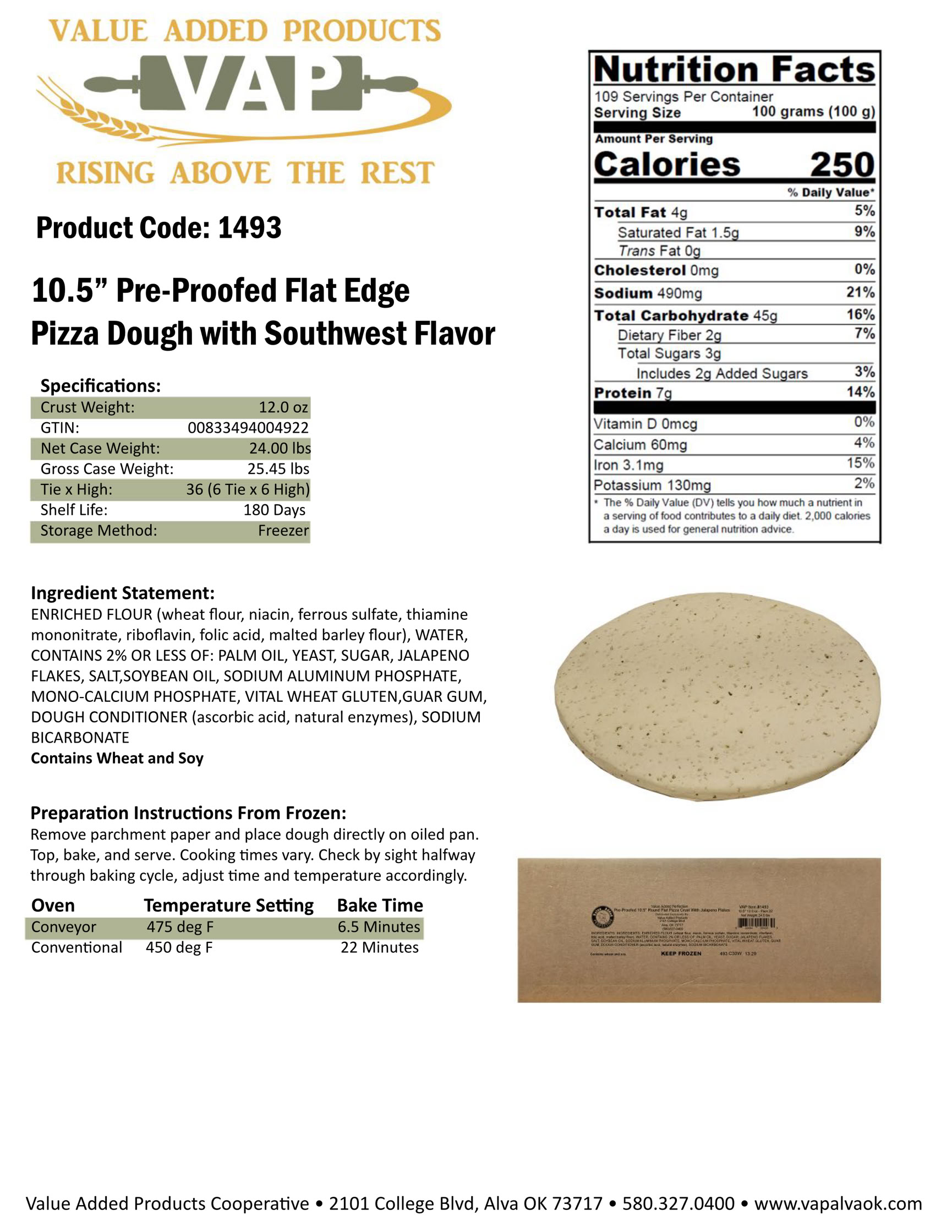 Red Earth Dough Co. crusts are engineered as fully formed, laminated, pre-proofed frozen dough systems that move directly from freezer to toppings to oven with minimal handling. The controlled dough-development process allows the final bake cycle to complete fermentation while proteins, cheeses, and toppings properly cook together during the baking process