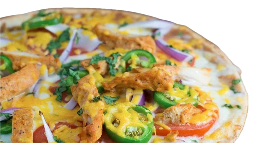 Southwest pizza on Red Earth laminated pre-proofed crust