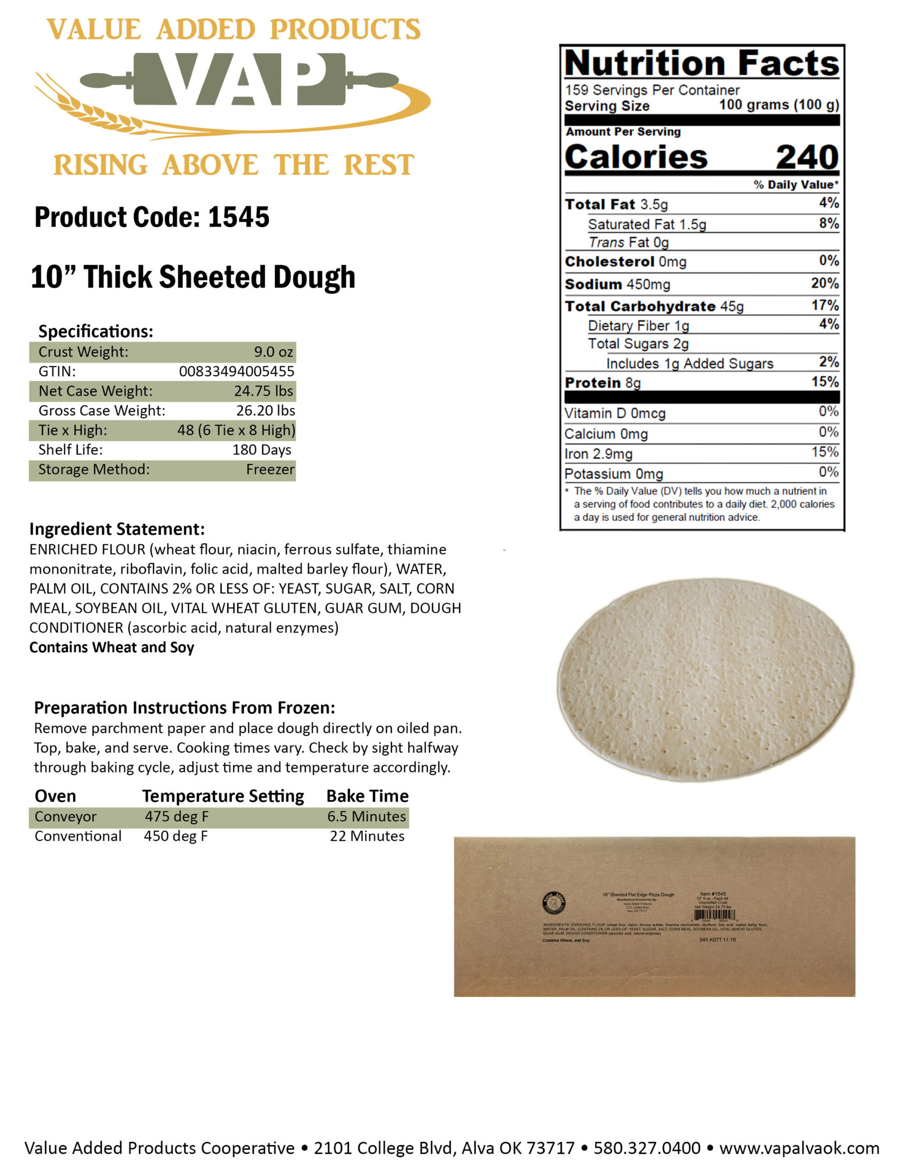 Red Earth Dough Co. crusts are engineered as fully formed, laminated, pre-proofed frozen dough systems that move directly from freezer to toppings to oven with minimal handling. The controlled dough-development process allows the final bake cycle to complete fermentation while proteins, cheeses, and toppings properly cook together during the baking process